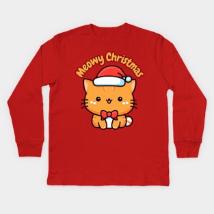 Catmas tabby ginger cat Kids Long Sleeve T-Shirt